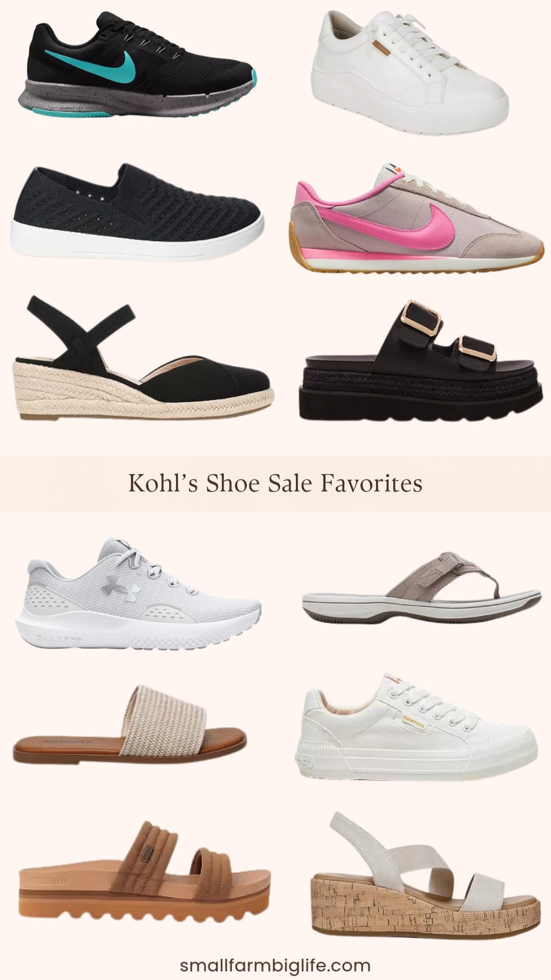 Kohl's has up to 40% off shoes right now and this round up has something for every summer occasion. I love the Clarks Cloudstepper flip flops for everyday comfort and the REEF Kaia slide sandals are such a classic summer shoe. The Dr. Scholl's Time Off platform sneakers are worth grabbing here because they rarely go on sale on Amazon where they are always popular, so this Kohl's deal is a good one. The madden girl platform sandals and the LifeStride espadrille wedges are two of my favorite dressier options in this round up, and the Nike and Under Armour sneakers are great picks if you need a new workout shoe for summer. Tap to shop before the sale ends! 

 #LTKootd #LTKOver40 #LTKSaleAlert