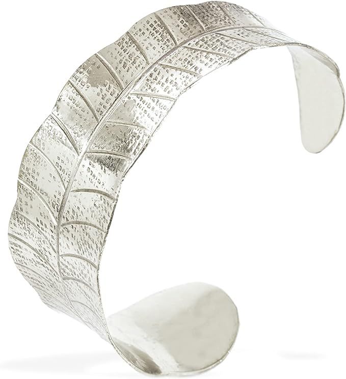 Charlie Paige Cuff Bracelet for Women | Etched Leaf Bracelet Bangle | Open Cuff Bracelet Bangle |... | Amazon (US)