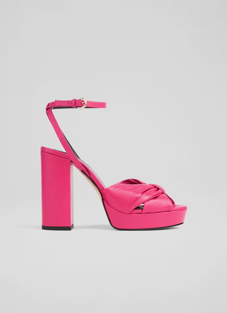 Amanda Pink Leather Platform Sandals | L.K. Bennett (UK)