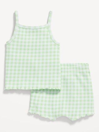 Printed Rib-Knit Lettuce-Edge Cami &#x26; Shorts Set for Baby | Old Navy (US)