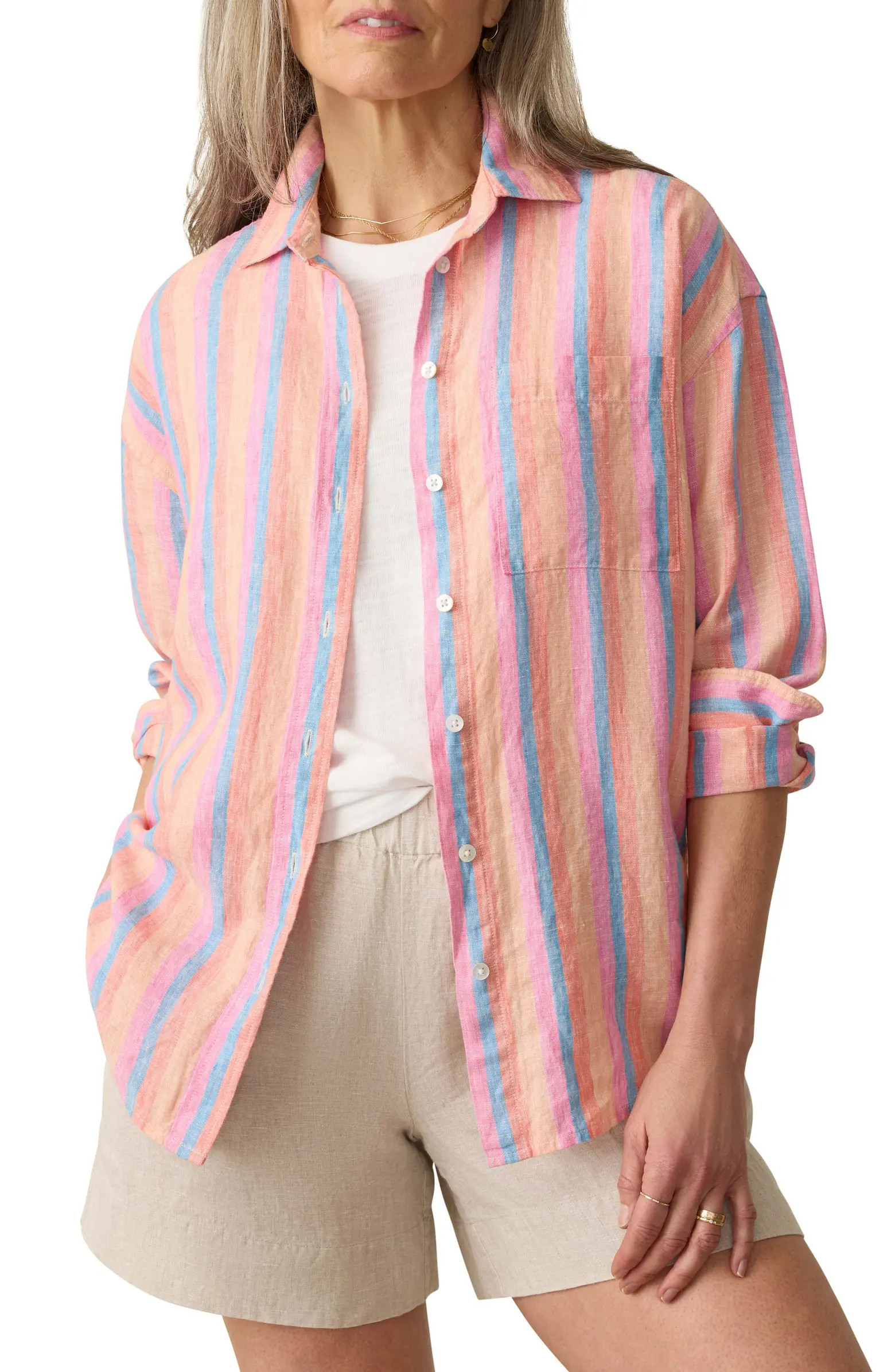 Laguna Stripe Linen Button-Up Shirt | Nordstrom Rack
