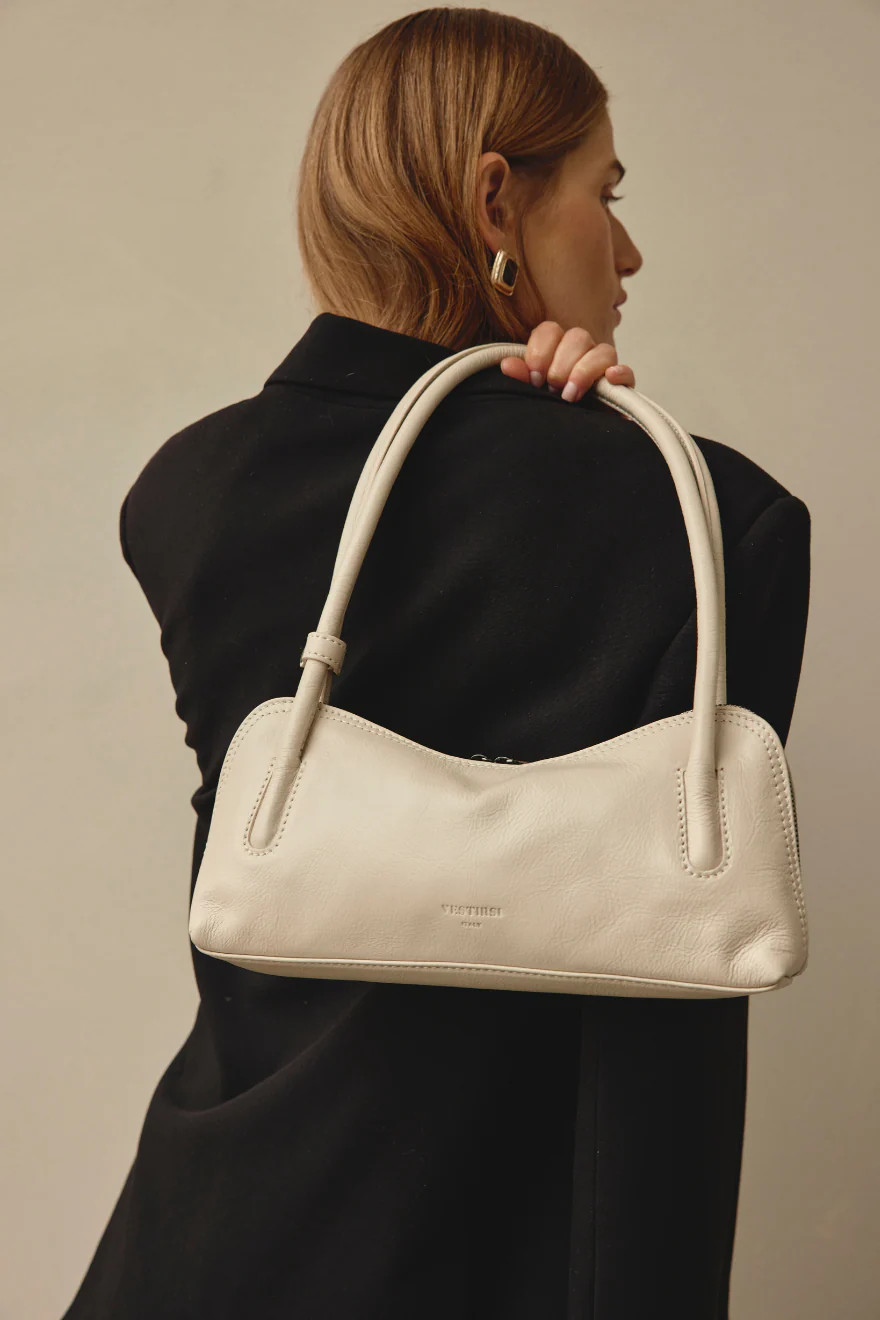 Fallon Ivory Italian Leather Shoulder Bag | VESTIRSI
