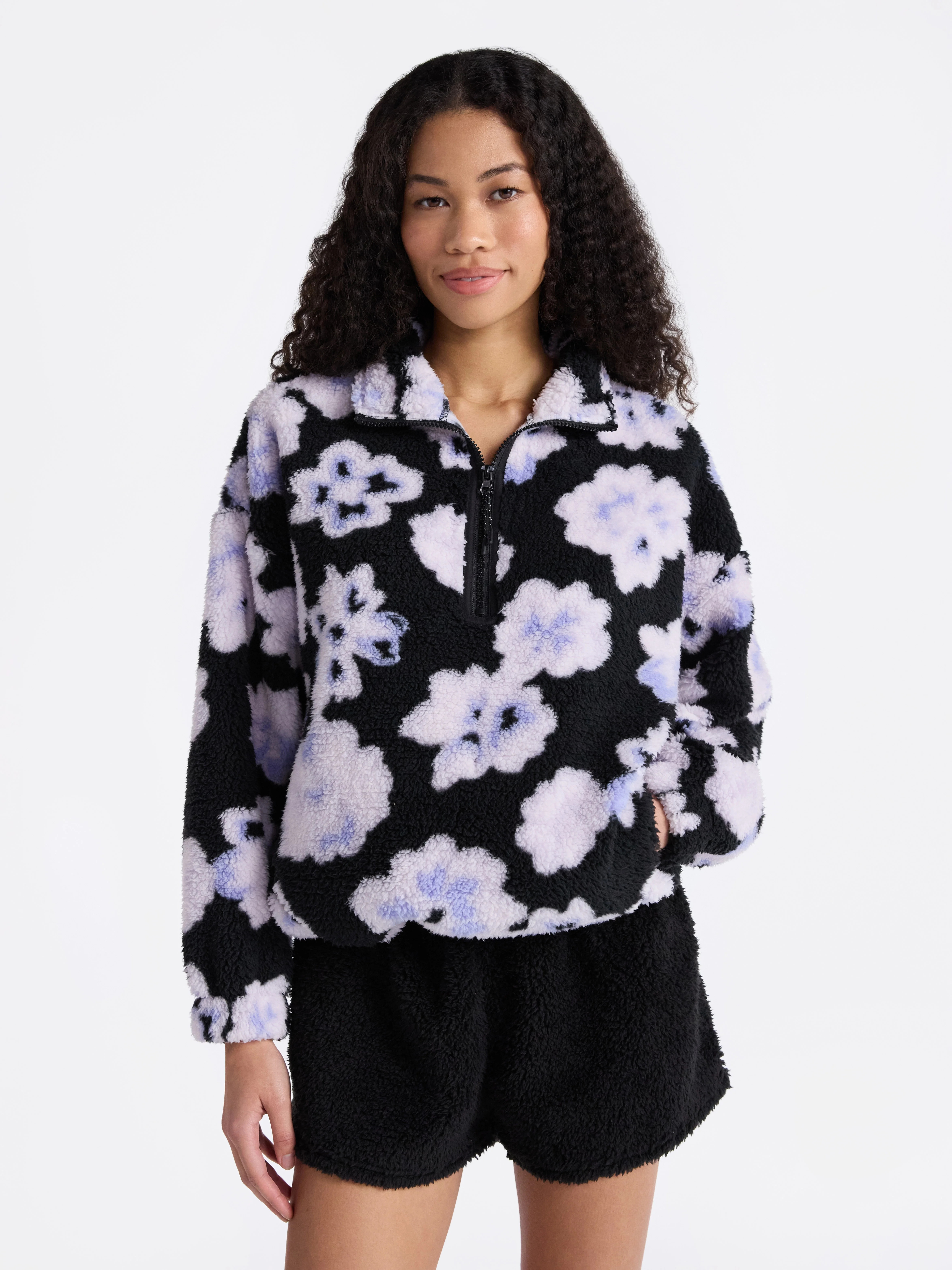 No Boundaries Plush Half-Zip Pullover, Women's | Walmart (US)