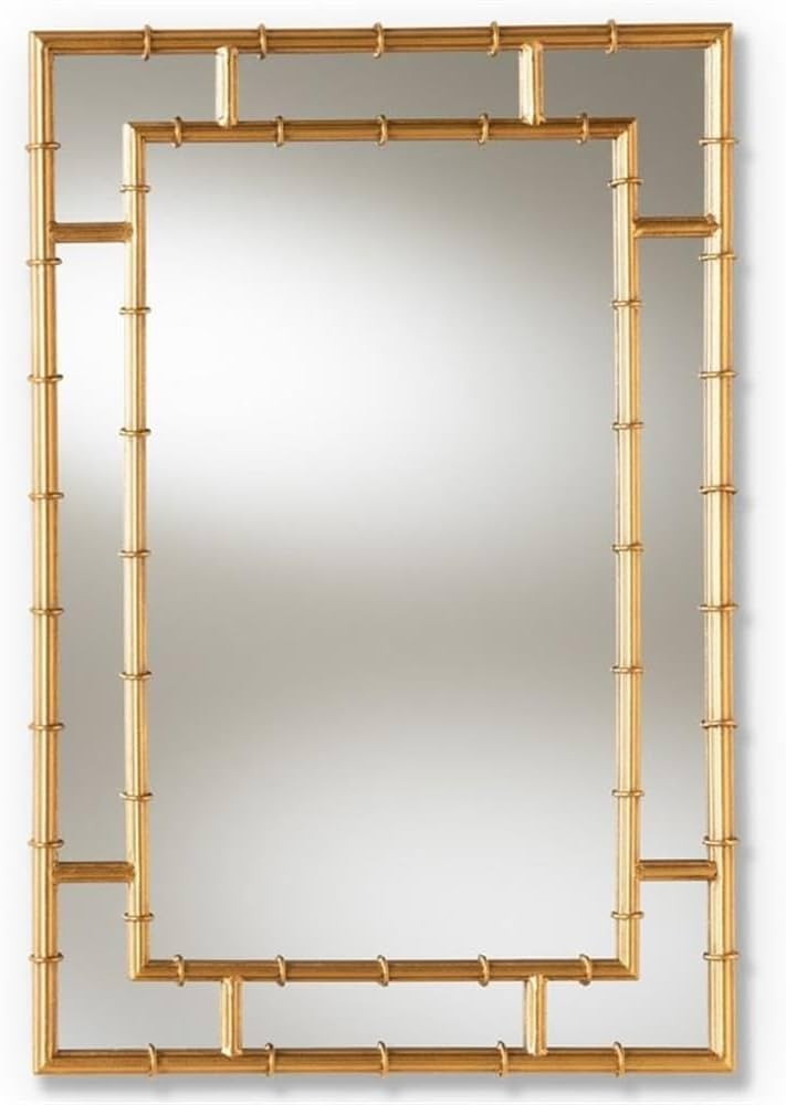 BOWERY HILL Decorative Bamboo Wall Mirror, 32.25" H x 21.5" W, Antique Gold Leaf Finish, Metal an... | Amazon (US)