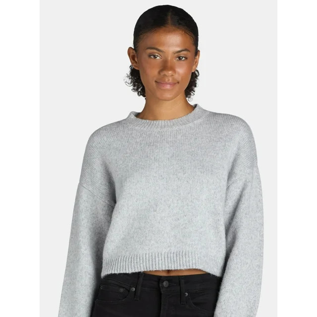 Madden NYC Women's Shimmer Crewneck Sweater with Long Sleeves, Sizes XXS-XXL - Walmart.com | Walmart (US)