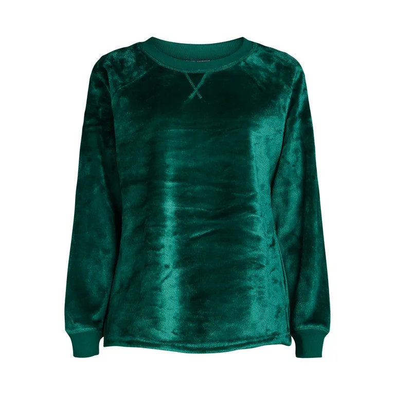 Joyspun Women's Plush Sleep Top with Long Sleeves, Sizes XS-3X | Walmart (US)