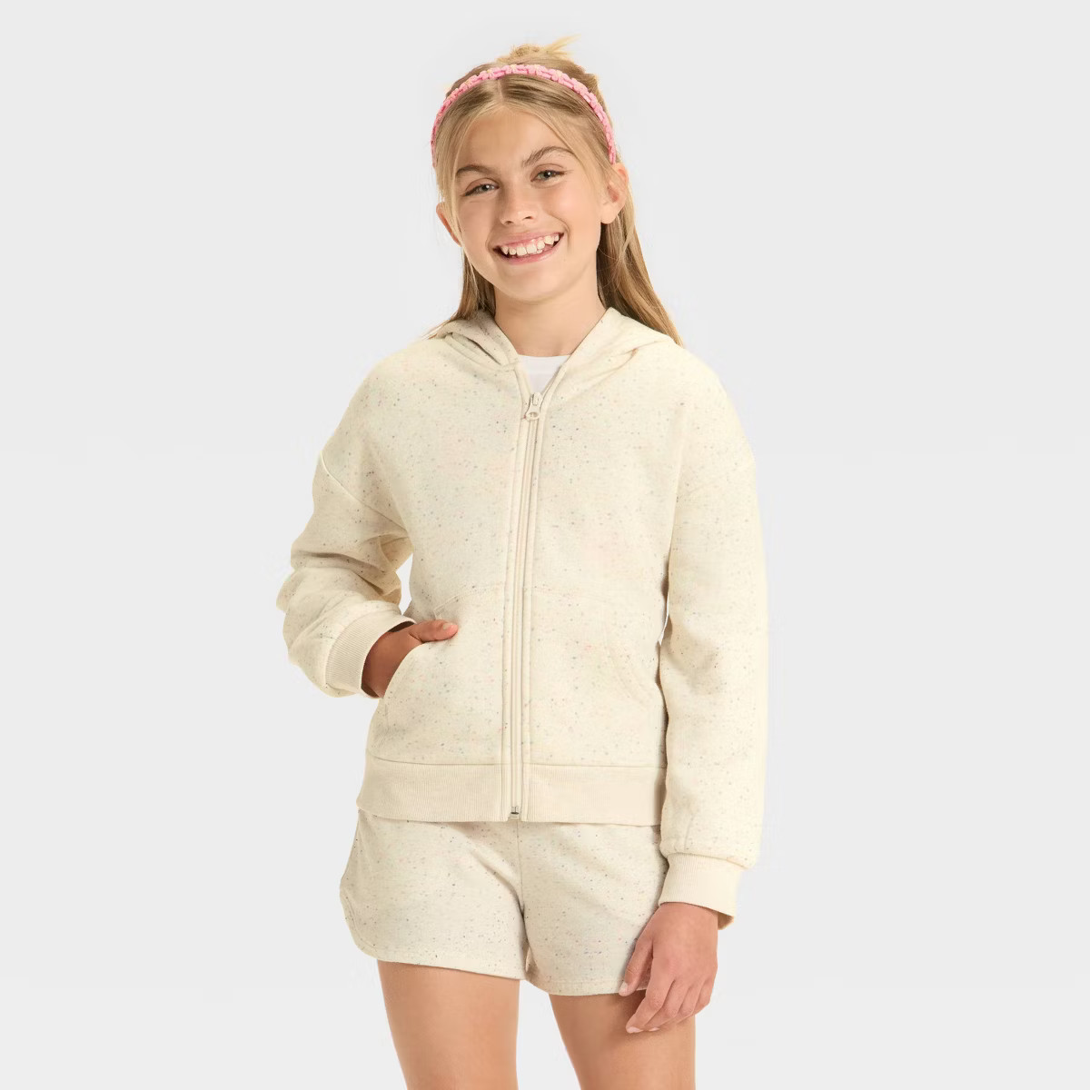 Girls' Zip-Up Fleece Hooded Sweatshirt - Cat & Jack™ | Target