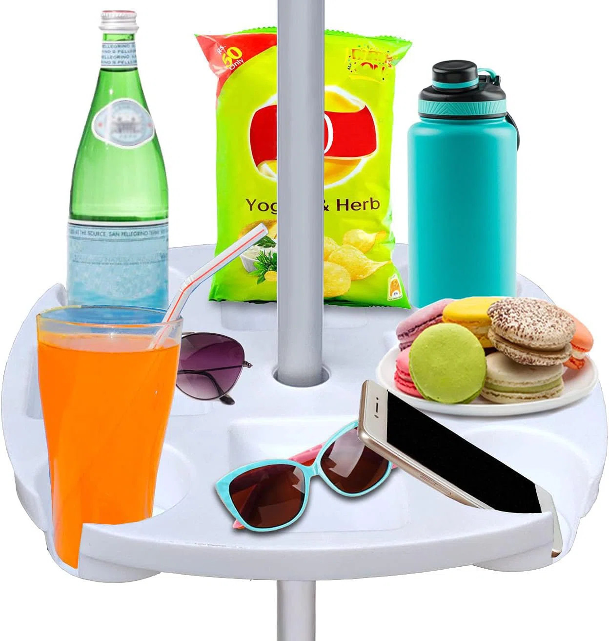 Arlmont & Co. Othniel 17" Beach Umbrella Table Tray with 4 Cup Holders, 4 Snack Compartments | Wa... | Wayfair North America