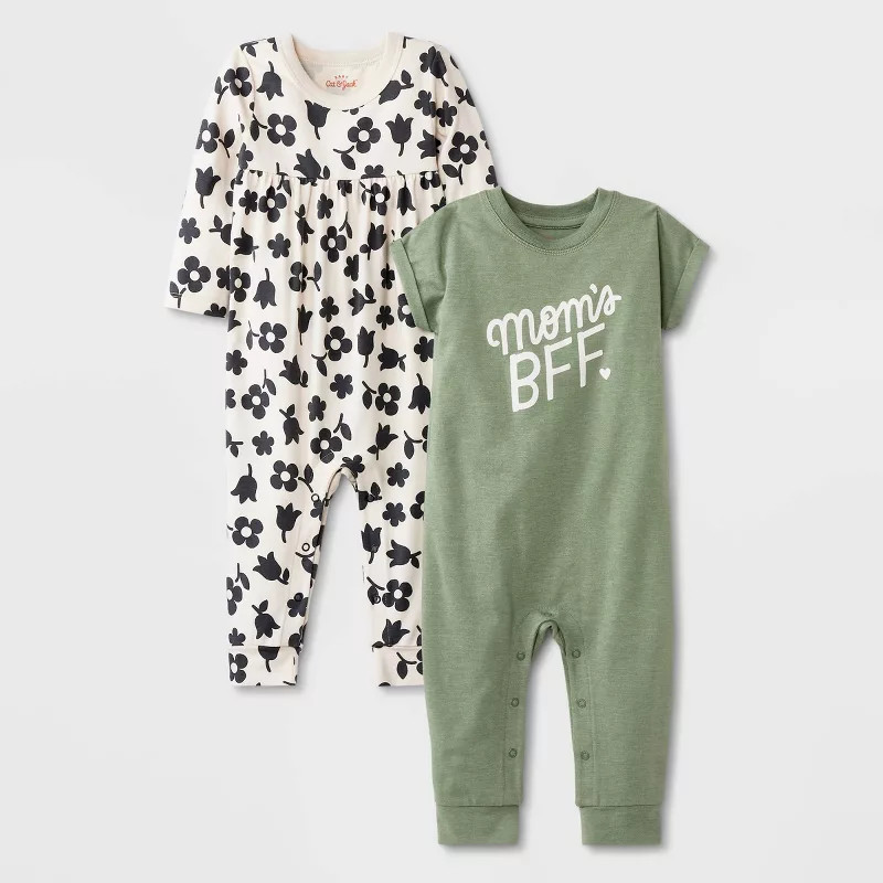 Baby Girls' 2pk Romper Set - Cat & Jack™ Sage Green | Target
