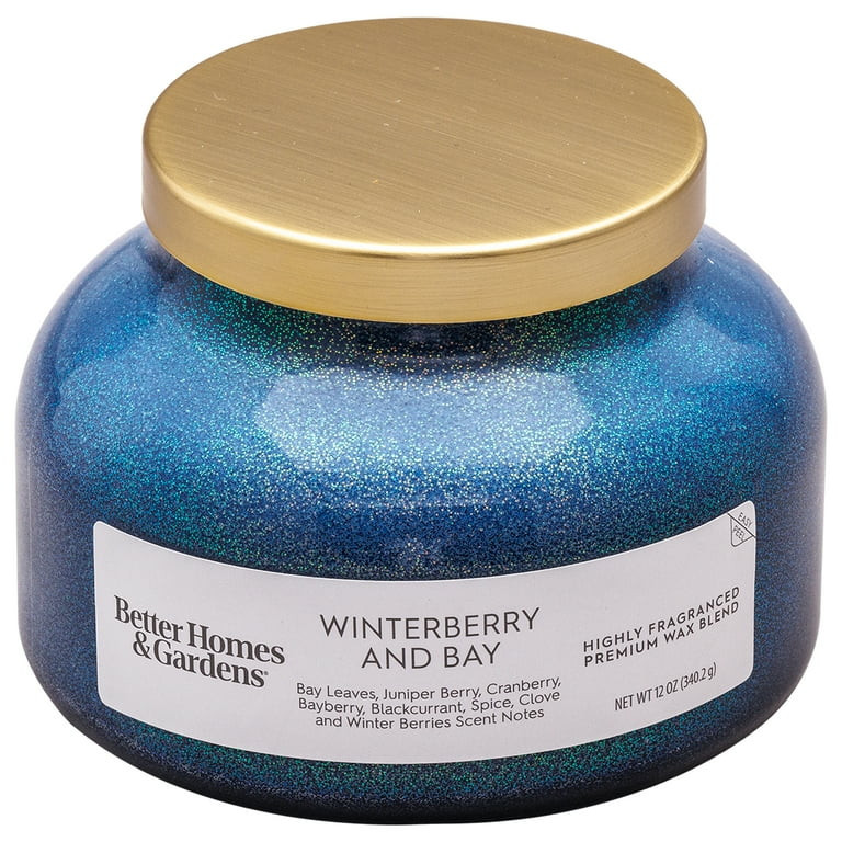Better Homes & Gardens 1-Wick Holiday Scented Glitter Jar Candle, Winterberry and Bay, 12oz. | Walmart (US)