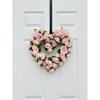 Pink Rose Wreath, Valentine's Day Heart Spring Wedding Wreath | Etsy (US)