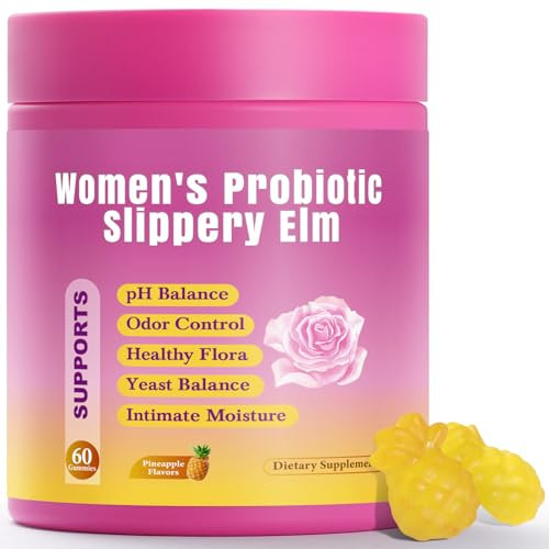 Leefar Juicy Women’s Probiotic Gummies – Supports Natural pH & Digestive Balance – Prebiotics for Gut and Immune Wellness – Slippery Elm, Pineapple Flavor, 60 Gummies | Amazon (US)