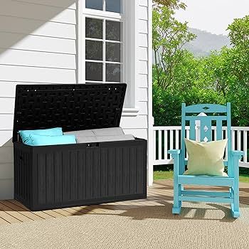 YITAHOME 90 Gallon Large Deck Box, Double-Wall Resin Outdoor Storage Boxes, Deck Storage for Pati... | Amazon (US)