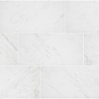 Florida Tile Home Collection Brilliance White Rectified 12 in. x 24 in. Porcelain Floor and Wall ... | The Home Depot