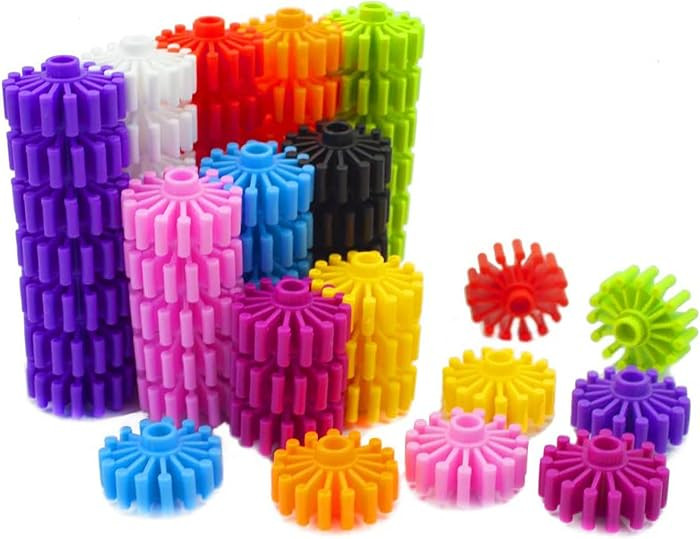 RAINBOW TOYFROG Interlocking Gears Toys for Kids - 100 Piece Kit with Tote - Colorful Manipulativ... | Amazon (US)