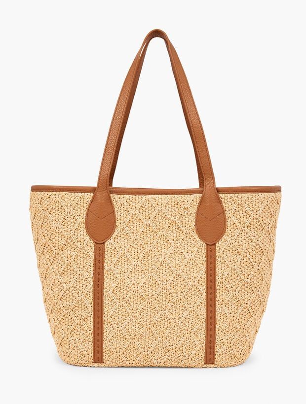 Leather Trim Geo Straw Tote | Talbots