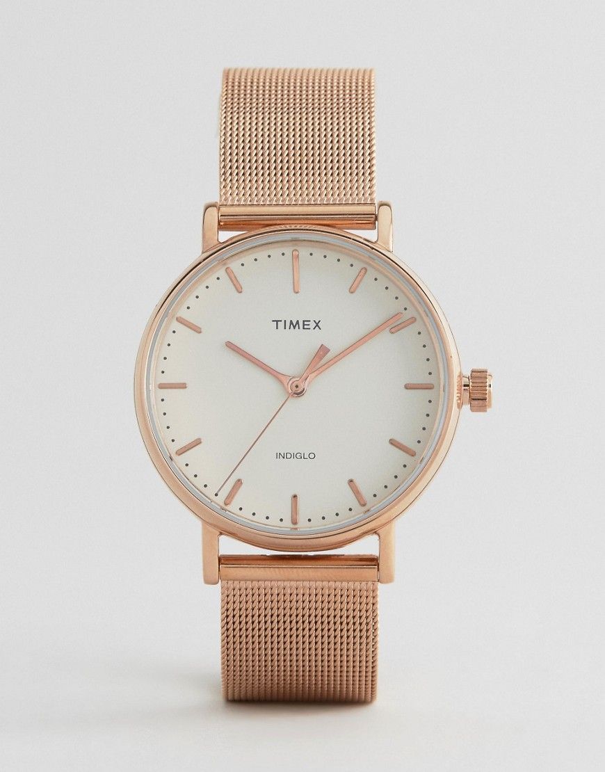 Timex Fairfield 37mm Mesh Watch In Rose Gold - Gold | ASOS US