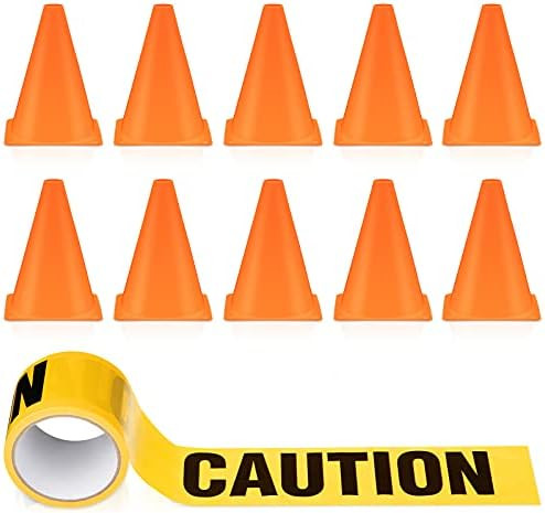Frienda 11 Pcs Construction Birthday Party Supplies Plastic Traffic Cone Caution Tape Safety Road... | Amazon (US)