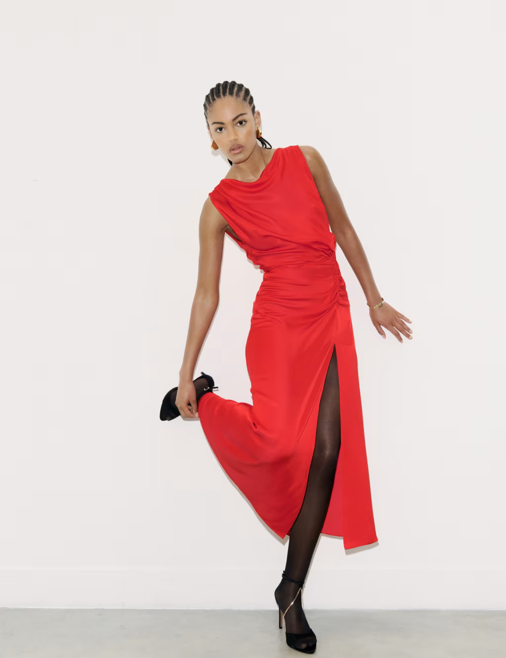 Satin Ruched-Detail Maxi Dress | Marks & Spencer (UK)