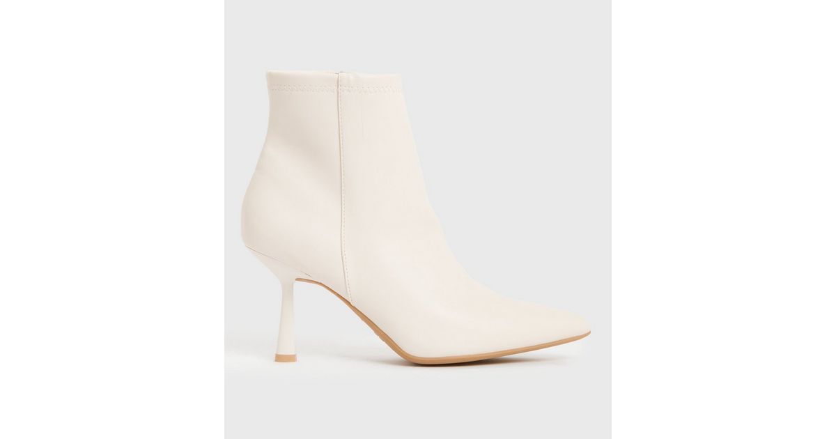 Off White Pointed Stiletto Heel Sock Boots | New Look | New Look (UK)