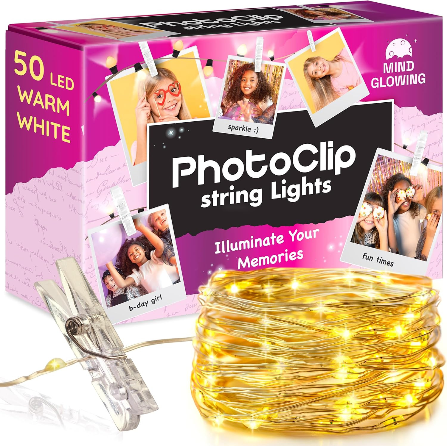 Mind-Glowing Photo Clip String Lights - Fairy Light with Clips for Pictures - Teen Girl Gifts Tre... | Amazon (US)