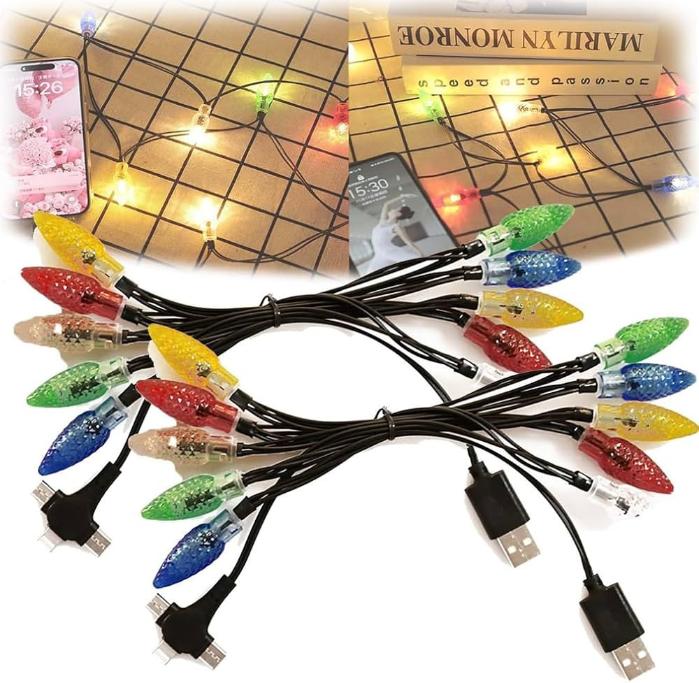 2 Stück 3 in 1 Christmas Light Charger, 3 in 1 Weihnachtslicht-Ladegerät, Lichterkette Datenkab... | Amazon (DE)