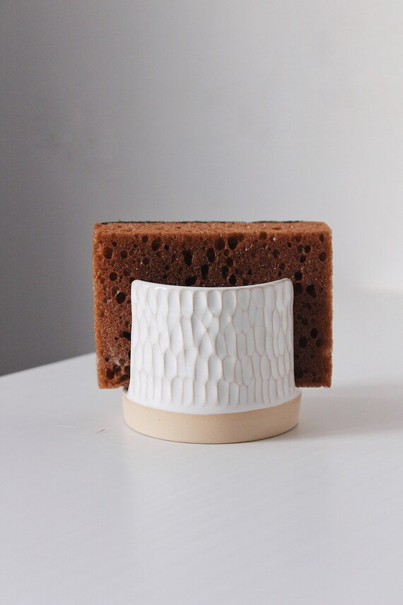 White ceramic sponge holder for kitchen sink, Pottery napkin holder, Stoneware kitchen decor, Cer... | Etsy (US)
