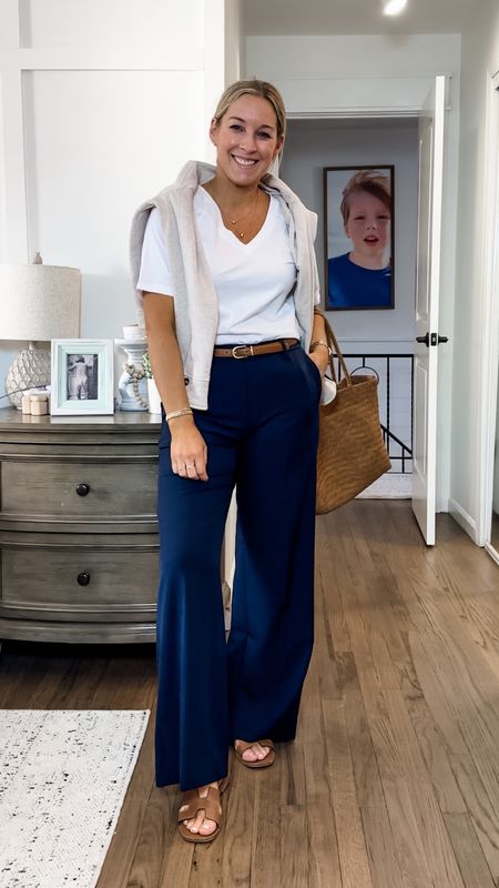 Classy. Comfy. Tailored. Chic. These t shirts are life and you should get one in every color available. The pants are incredible too. Stretchy and structured. They feel like butter. Small tops and tts petite trousers  

#LTKstyletip #LTKfindsunder50 #LTKworkwear