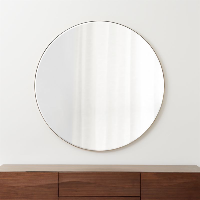 Edge Brass Round 48" Wall Mirror + Reviews | Crate & Barrel | Crate & Barrel
