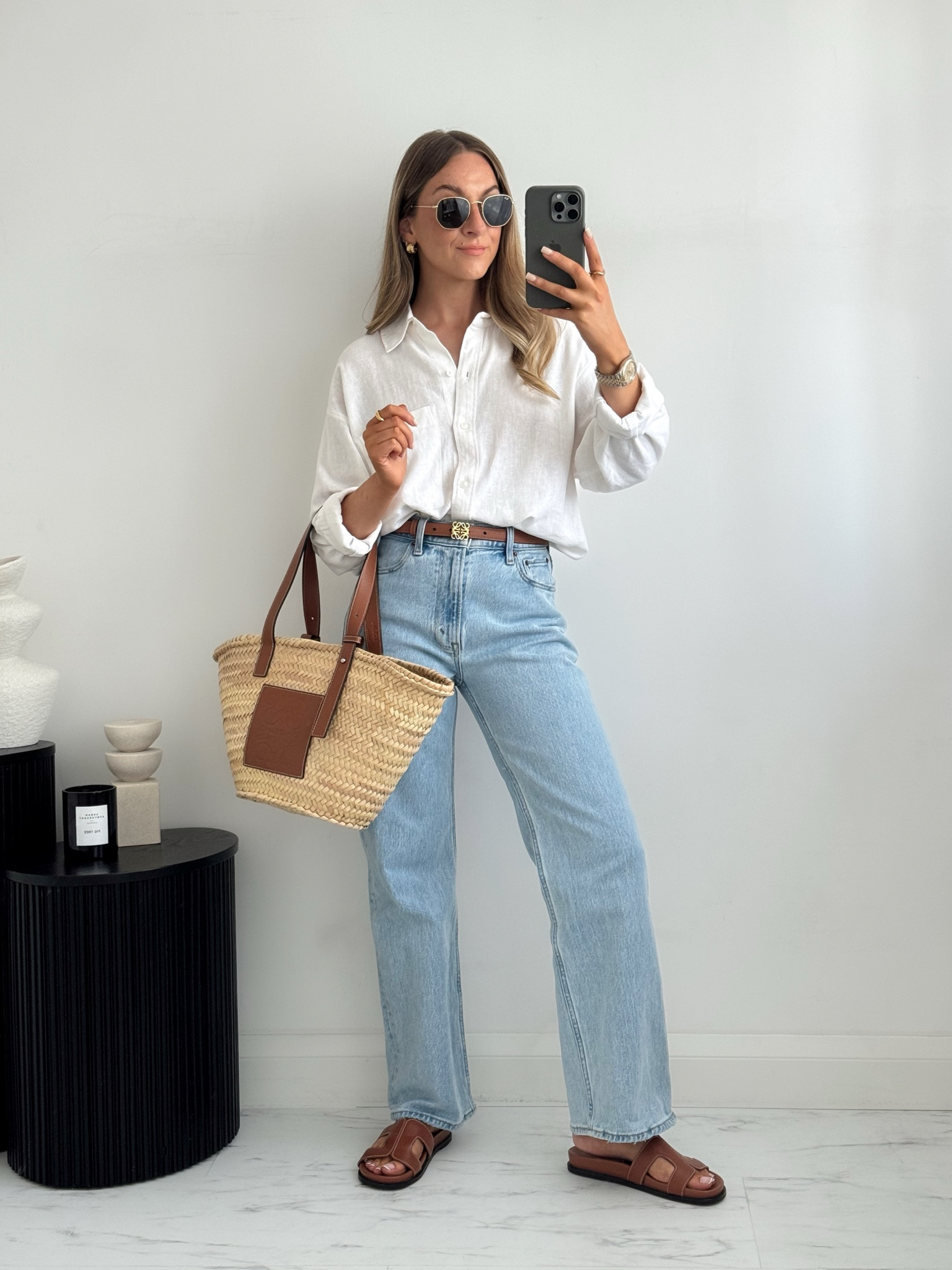 Linen shirt & jeans spring outfit. 
Classic, staple pieces I wear head after year. 

Size details 👇🏼
Shirt: S
Jeans: 25 short 
Belt: 75

#LTKsummer #LTKspring #LTKstyletip