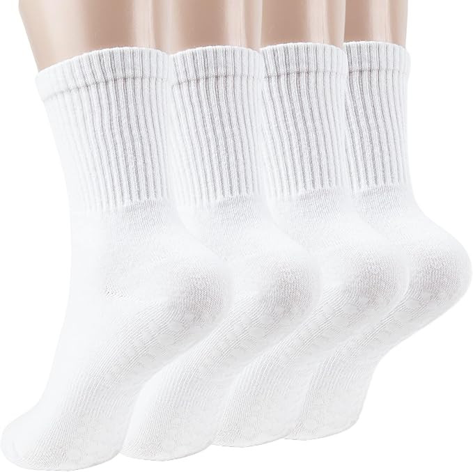 Pilates Yoga Socks with Grips for Women - Crew Length Ballet Barre Socks - Sticky Workout Hospita... | Amazon (US)