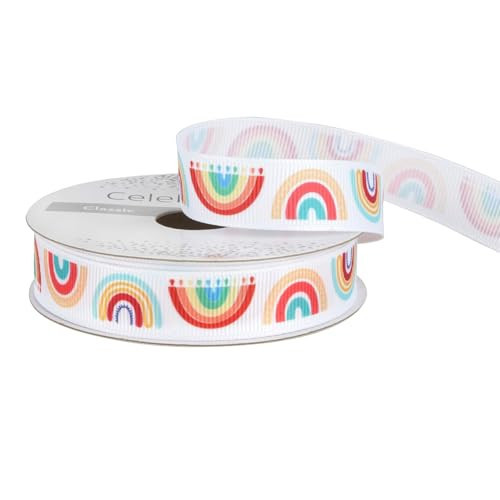 Celebrate It 5/8" x 7yd. Grosgrain Rainbow Ribbon – Non-Wired with Woven Edge, Polyester, Ideal for Gift Wrapping, Baskets & Colorful DIY Decor, 12 Pack | Amazon (US)