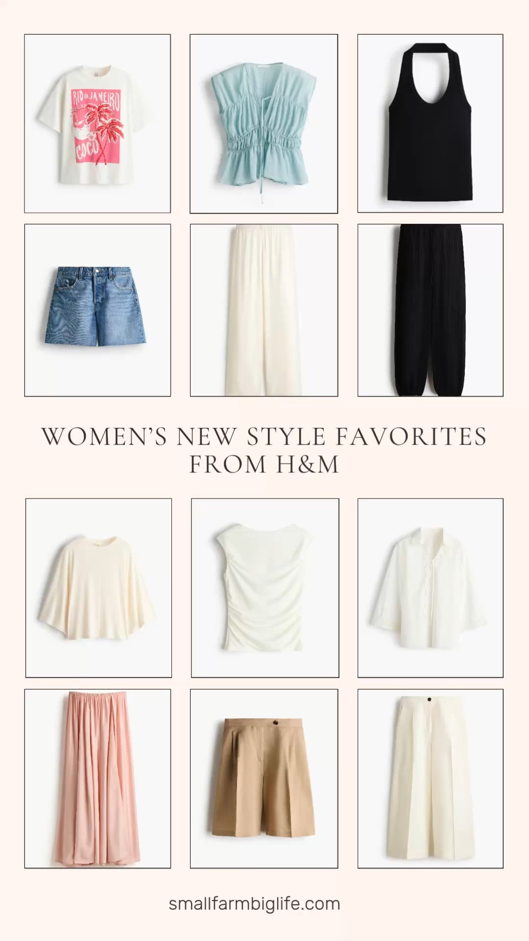 H&M is delivering such beautiful new styles right now and the prices are so good! From pull on trousers and balloon leg pants to raw edge denim shorts, linen blend bermuda shorts, a ruched cotton blouse, a gorgeous viscose maxi skirt, an eyelet embroidered pullover, a draped boat neck top, and the most beautiful batwing tee, these are the effortless and versatile pieces that work for so many different summer occasions. All the best neutrals and classic tones at H&M prices. Linking everything below! 

 #LTKootd #LTKOver40 #LTKTravel
