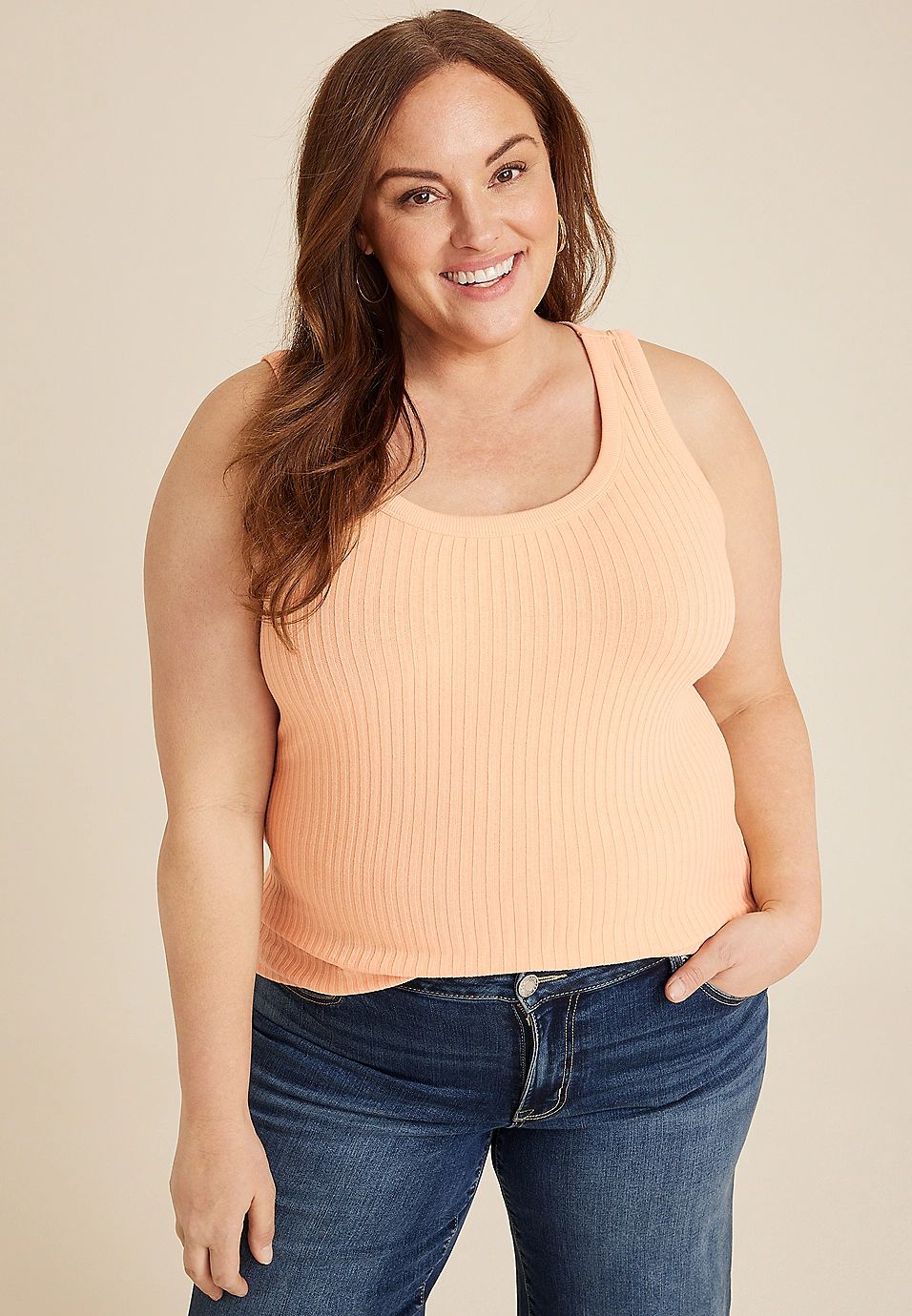 Plus Size Scoop Neck Ribbed Sweater Tank Top | Maurices