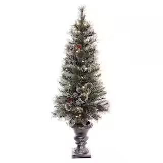 4ft. Pre-Lit Snowy Artificial Christmas Tree, Clear Lights | Michaels Stores
