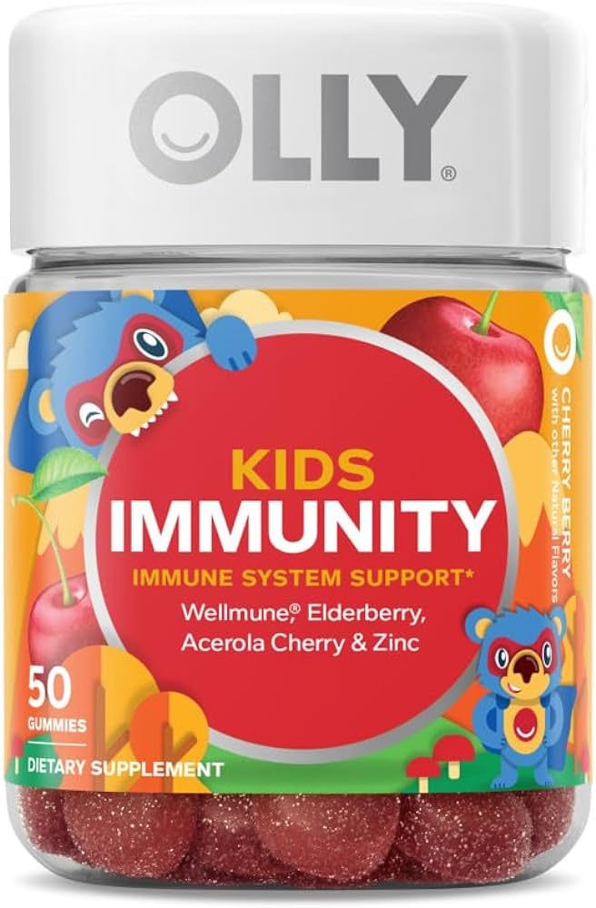 OLLY Kids Immunity Gummy, Immune Support, Wellmune, Elderberry, Vitamin C, Zinc, Chewable Supplem... | Amazon (US)