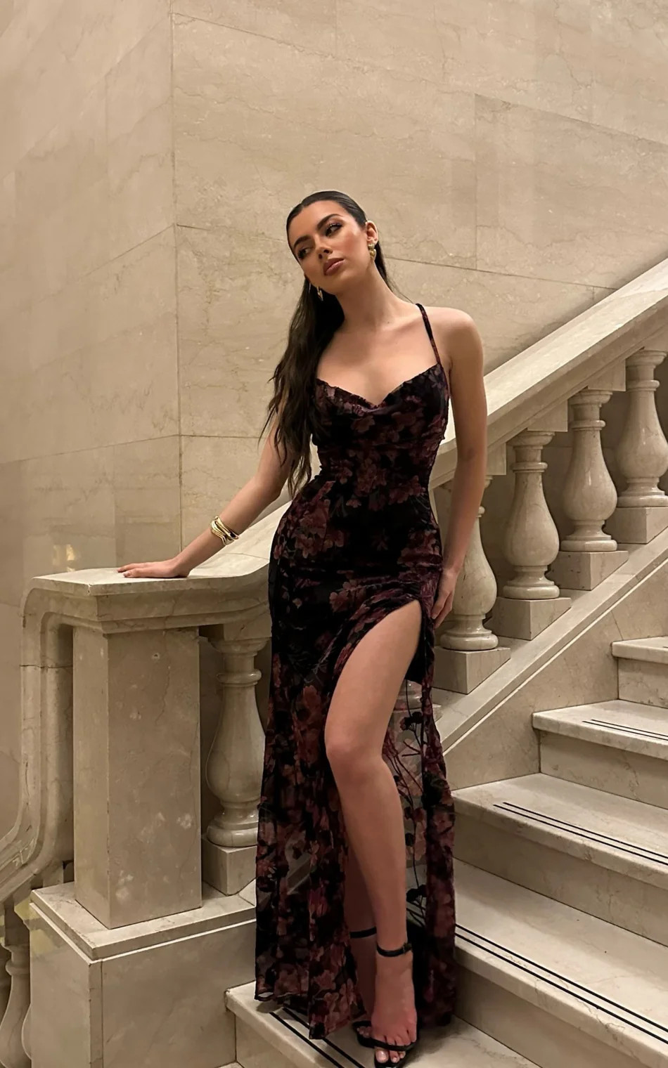 Aletta Maxi Dress - Cowl Cross Back Dress in Aletta Burn Out Floral | Showpo (US, UK & Europe)