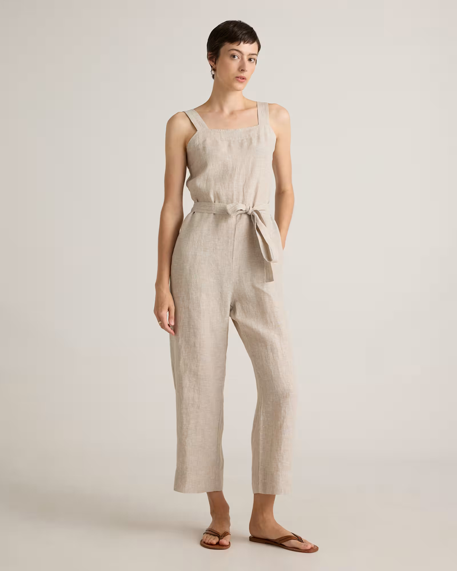 100% European Linen Square Neck Jumpsuit | Quince