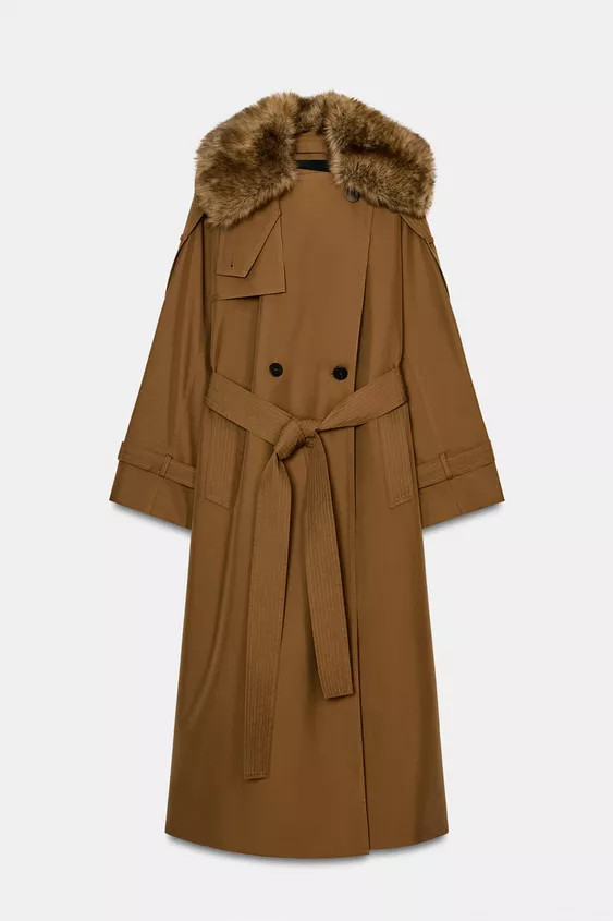 OVERSIZED TRENCH COAT WITH FAUX FUR COLLAR ZW COLLECTION LIMITED EDITION | Zara US