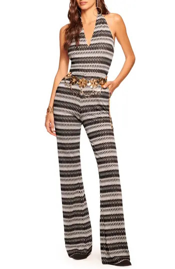 Ramy Brook Chandler Halter Neck Jumpsuit in Black/sandstone Geometric Knit at Nordstrom Rack, Size 0 | Nordstrom Rack