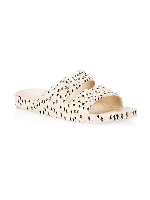 Star-Print Two-Strap Slides | Saks Fifth Avenue