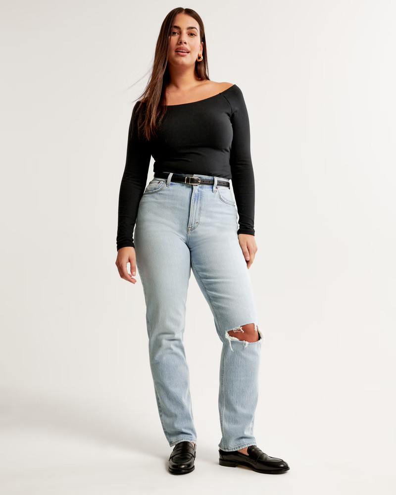Curve Love Ultra High Rise 90s Straight Jean | Abercrombie & Fitch (US)