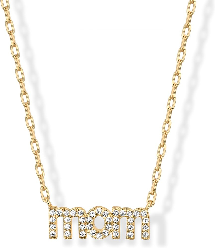 PAVOI 14K Gold Plated Mom Necklace for Women - Cubic Zirconia Mama Necklace Gold Jewelry Gifts fo... | Amazon (US)