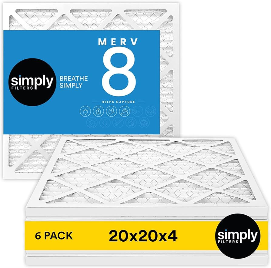 Simply 24x24x4 Air Filter, MERV 8, 6 Pack, Furnace Air Filter for HVAC (Actual Size: 23.5"x23.5"x... | Amazon (US)
