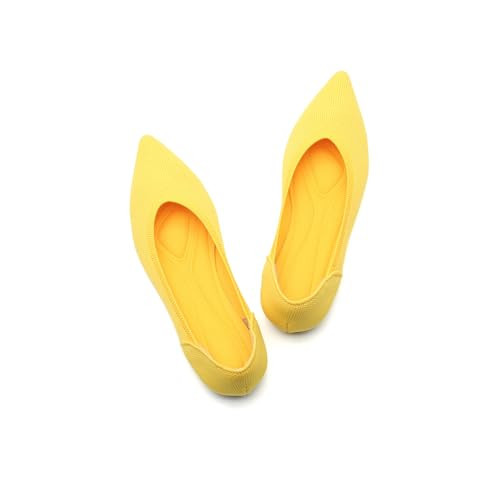 Deehuion Women's Ballet Flats Pointed Toe Comfort Softable Breathable Knit Casual Classic Dress Slip On Shoes Walking Office Low Wedge 088-huang-42 | Amazon (US)