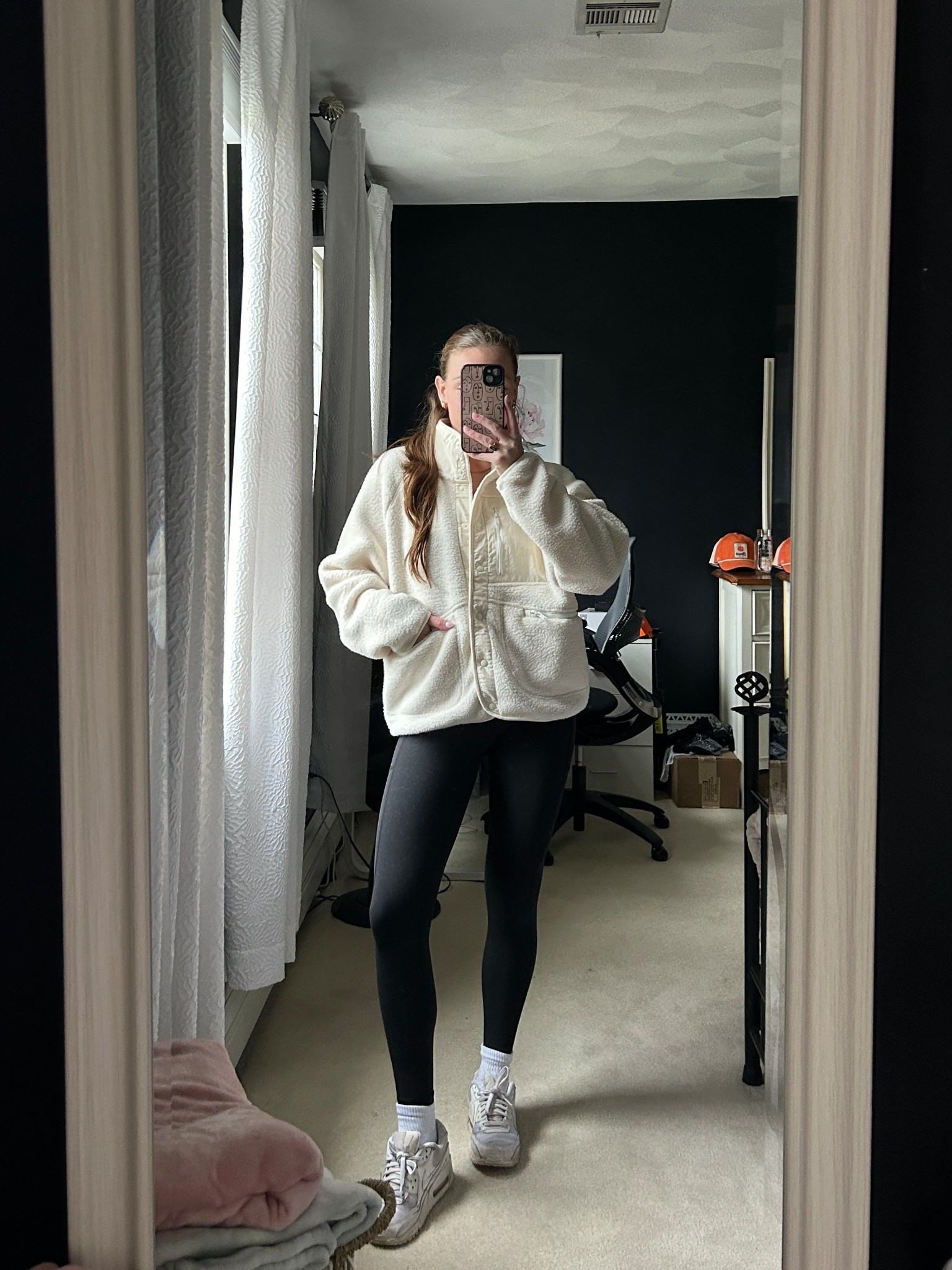 Activewear, fleece, fuzzy fleece, white fleece, outerwear, fall outfit inspo, fall outfit inspiration, fall outfit ootd, walk outfit, black leggings, white sneakers, athleisure outfit, athleisure outfit inspo

#LTKActive #LTKStyleTip #LTKFindsUnder50