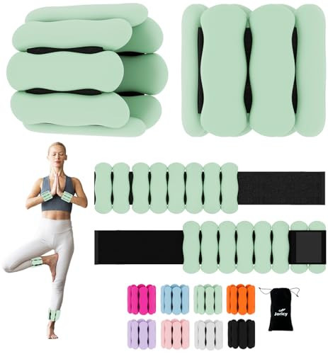 Adjustable Ankle Weights for Women Men Kids,Weighted Pilates Wrist Weights Set of 2(1Lb Each) Silicone Arm & Leg Weights for Training Walking Swimming Home Gym Physical Therapy Light Green | Amazon (US)