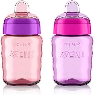 Philips Avent My Easy Sippy Cup with Soft Spout and Spill-Proof Design, Pink/Purple, 9oz, 2pk | Amazon (US)