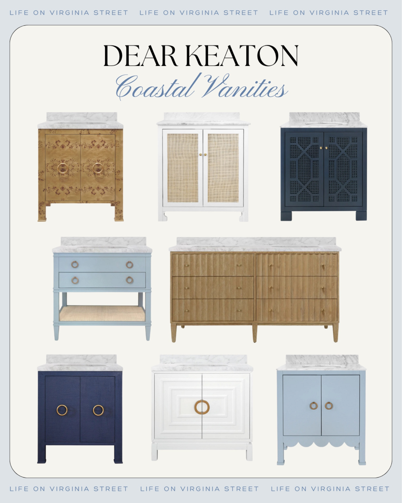 Obsessed with these coastal bathroom vanities from Dear Keaton! Such a gorgeous way to make a statement in a powder bath or other bathroom in your home! #ltkhome #ltkseasonal #ltkstyletip #ltksalealert

#LTKSeasonal #LTKStyleTip #LTKHome