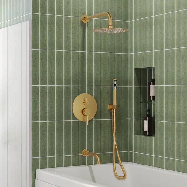 Pressure Balance 3-Functions Shower Head System 10" Shower Faucet Set with Tub Faucet Spout - Bed... | Bed Bath & Beyond